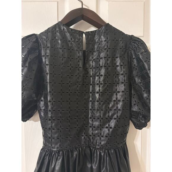 English Factory puff sleeve eyelet faux leather top sz small - Picture 9 of 12